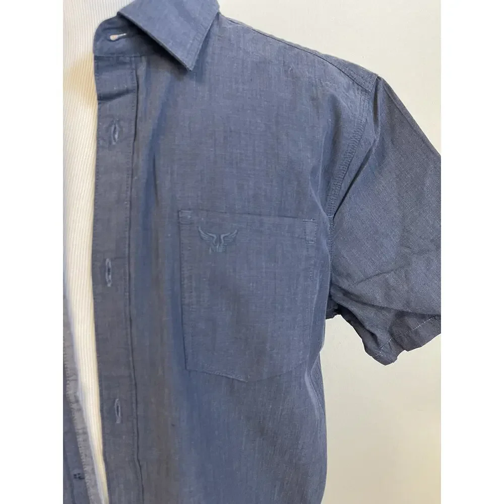 PME Legend Shirt Mens Large Button Up Defect Open Front Blue Factory Seconds N47